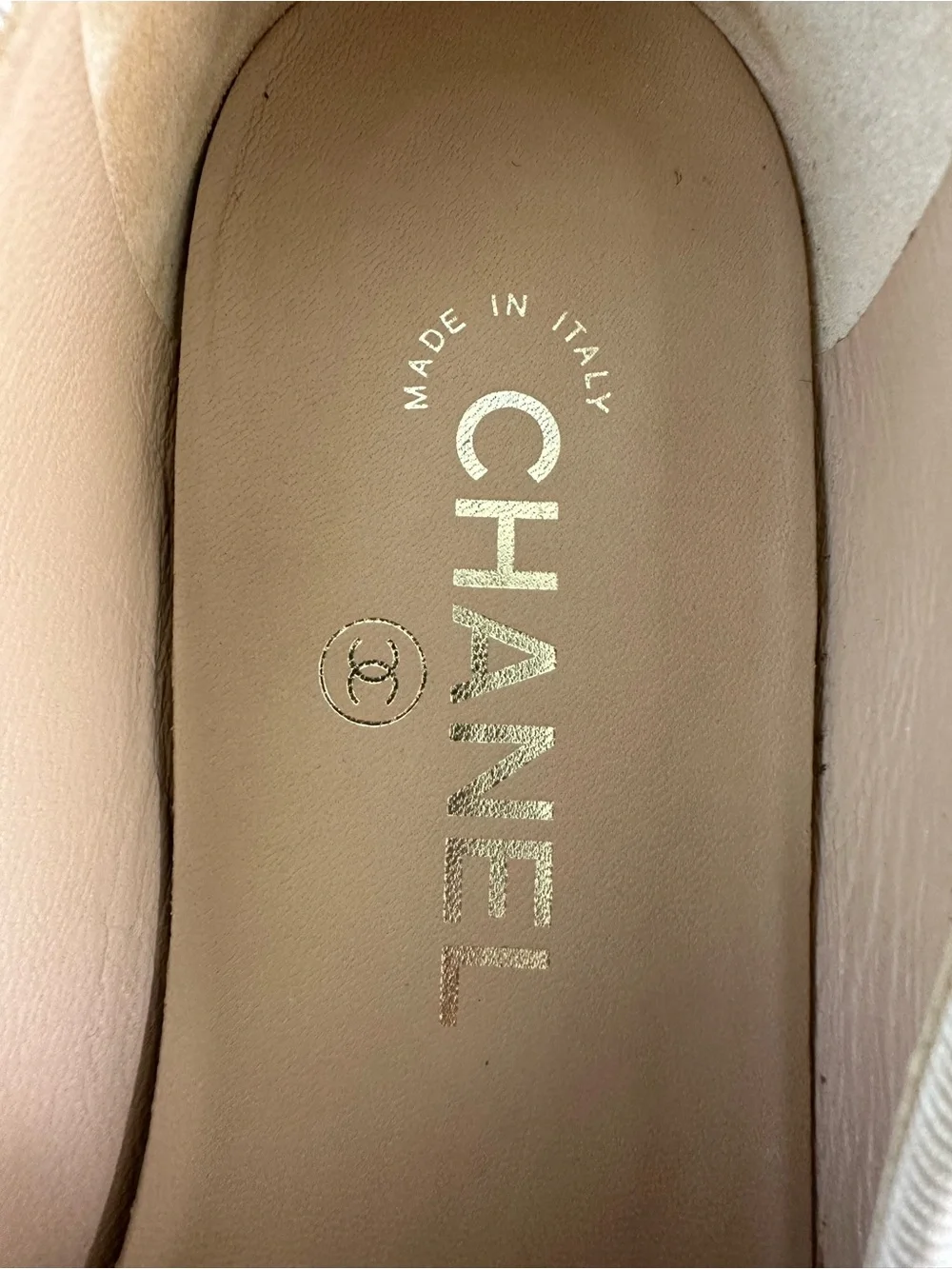 CHANEL Lambskin Cap Toe CC Ballerina Flats  Beige Black SZ EUR 38